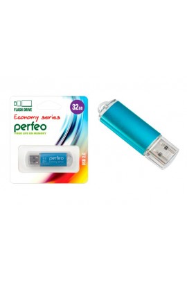 Флэш диск 32 GB USB 2.0 Perfeo E01 economy series Blue с колпачком, металлический корпус