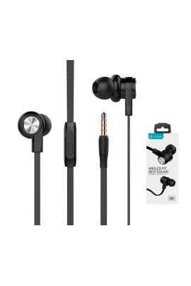 Наушники с микрофоном Celebrat D9 (S70) внутриканальные, кабель 1, 2м, 3, 5мм 4-pin Jack, кнопка вызова, плоский, коробка, черный