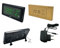 Часы сетевые VST 795S-4 зеленые цифры, температура, влажность