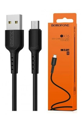 Кабель microUSB Borofone BX16 Easy длина 1м, ток до 2А, коробка, черный