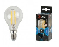 Лампа светодиодная Эра P45 7Вт 170-265В E14 4000K F-LED(филамент), шар, прозр, стекло/пластик/металл, светоотдача 104 Лм/Вт, аналог 55 Вт