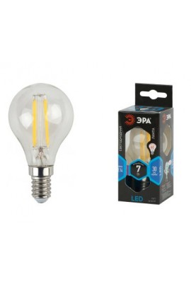 Лампа светодиодная Эра P45 7Вт 170-265В E14 4000K F-LED(филамент), шар, прозр, стекло/пластик/металл, светоотдача 104 Лм/Вт, аналог 55 Вт