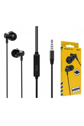 Наушники с микрофоном Borofone BM35 Farsighted внутриканальные, кабель 1, 2м, 3, 5мм 4-pin Jack, кнопка вызова, металл, коробка, черный