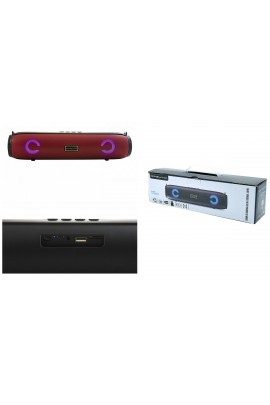 Акустическая система mini MP3 Орбита OT-SPB85 (OT-BS03) 10Вт Bluetooth, MP3, FM, microSD, USB, microUSB, AUX 3.5mm, MIC-6.3мм, съемный аккумулятор 18650 / 1500mA - в комплекте, встроенный микрофон, размер 32х7х8 см, красная