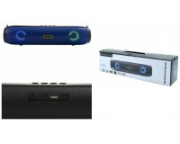 Акустическая система mini MP3 Орбита OT-SPB85 (OT-BS03) 10Вт размер 32 * 7 * 8 см, Bluetooth, MP3, FM, microSD, USB, microUSB, AUX 3.5mm, MIC-6.3мм, съемный аккумулятор 18650 / 1500mA - в комплекте, встроенный микрофон, синяя