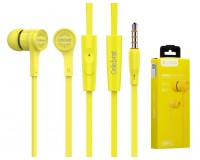 Наушники с микрофоном Celebrat SKY-1 внутриканальные, кабель 1, 2м, 3, 5мм 4-pin Jack, кнопка вызова, плоский, коробка, желтый
