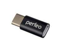 Переходник Perfeo PF-A4268/PF-VI-O005 USB Type-C штекер - microUSB гнездо, черный