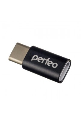 Переходник Perfeo PF-A4268/PF-VI-O005 USB Type-C штекер - microUSB гнездо, черный