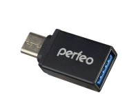 Переходник Perfeo PF-A4270/PF-VI-O006 3.0, USB Type-C штекер - USB гнездо (OTG), черный