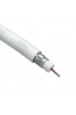 Кабель коаксиальный Эра длина 100м, RG-6U, 75 Ом, CCS/(оплётка Al 32%), PVC, SIMPLE, белый RL-32-PVC100