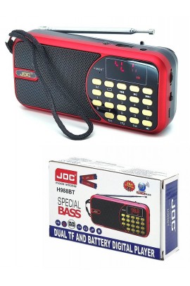 Приемник Joc H988BT аккумуляторный AUX/USB/microSD до 32Гб, Bluetooth, питание: от аккумулятора 18650 (в комплекте 1 шт., а вставить можно 2 шт.)