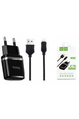 СЗУ HOCO C12 Smart 2хUSB, 2, 4А, кабель IPhone 5, коробка, черный