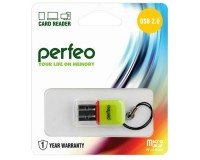 Card Reader Perfeo PF-4938/PF-VI-R008 microSD внешний Green, блистер