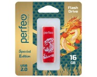Флэш диск 16 GB USB 2.0 Perfeo C04 Red Lion с колпачком