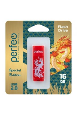 Флэш диск 16 GB USB 2.0 Perfeo C04 Red Phoenix с колпачком