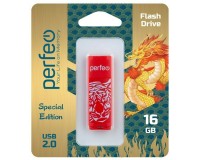 Флэш диск 16 GB USB 2.0 Perfeo C04 Red Tiger с колпачком
