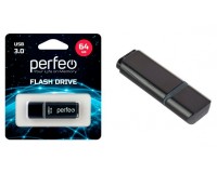 Флэш диск 64 GB USB 3.0 Perfeo C12 Black с колпачком