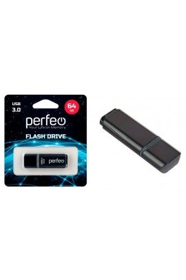 Флэш диск 64 GB USB 3.0 Perfeo C12 Black с колпачком