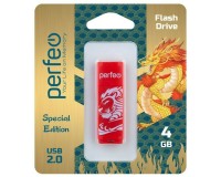 Флэш диск 4 GB USB 2.0 Perfeo C04 Lion Red с колпачком