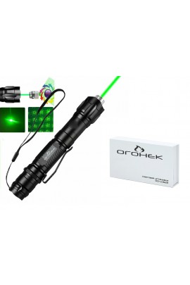 Фонарь Огонек OG-LDS22 лазер 200 mW - зелёный 18650/1200mA ручной лазер, металлический корпус