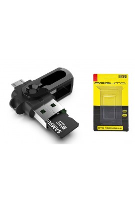 Переходник Орбита OT-SMA25 USB A штекер - microUSB штекер - TF-картридер, черный