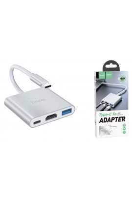 Конвертер HOCO HB14 Easy use 3 in 1, USB Type-C docking station to 1x USB-C 60WPD, 1xHDMI A, 1x USB 3.0 A