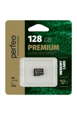 Флэш карта microSDXC 128 GB Perfeo Class 10 UHS-3 V30 PREMIUM без адаптера