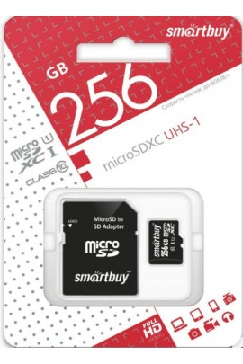 Флэш карта microSDXC 256 GB SmartBuy Class 10 UHS-1 с адаптером