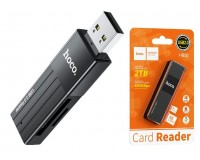 Card Reader HOCO HB20 Mindful, USB 2.0 SD(HC, , XC)/MMC+Micro SD(HC, , XC внешний черный