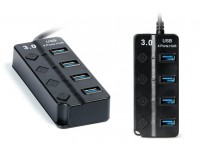 Концентратор USB (HUB) SmartBuy SBHA-7324-B USB 3.0, 4 порта, кабель 30 см, блистер, Black