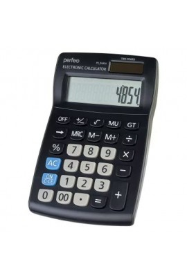 Калькулятор Perfeo PF-B4854 бухгалтерский, 12 разрядный, размер 88х128х29 мм, двойное питание: солнечная батарея + AG13 (LR44, L1154F) черный
