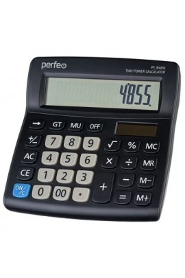 Калькулятор Perfeo PF-B4855 бухгалтерский, 12 разрядный, размер 141х134х31 мм, двойное питание: солнечная батарея + AG13 (LR44, L1154F) черный