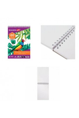 Альбом для рисования BRAUBERG 110997 Скетчбук Debut 60 стр., обложка - мелованный картон, спираль, формат A6, плотность бумаги 100 г/м2, жесткая подложка