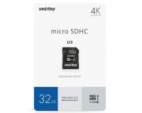 Флэш карта microSDHC 32 GB SmartBuy Class 10 U3 V30 A1 Advanced R/W up to 90/55 с адаптером