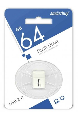 Флэш диск 64 GB USB 2.0 SmartBuy Lara White с колпачком