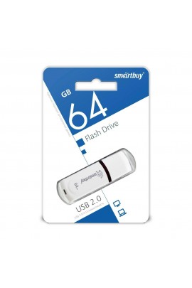 Флэш диск 64 GB USB 2.0 SmartBuy Paean White с колпачком