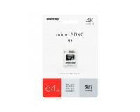 Флэш карта microSDXC 64 GB SmartBuy Class 10 PRO U3 R/W up to 90/70 MB/s с адаптером