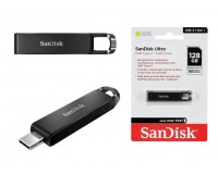 Флэш диск 128 GB USB 3.0 SanDisk CZ460 Ultra Type-C черный пластик, выдвижной