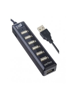 Концентратор USB (HUB) Perfeo PF-C3225/PF-H034 Black 7 портов, выключатель