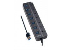 Концентратор USB (HUB) Perfeo PF-C3230/PF-H037 Black 7 портов, выключатель на каждом разъеме