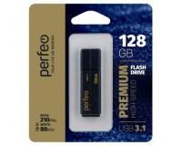 Флэш диск 128 GB USB 3.0/3.1 Perfeo C15 Black High Speed, с колпачком