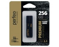 Флэш диск 256 GB USB USB 3.0/3.1 Perfeo C15 Black High Speed, с колпачком
