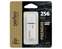 Флэш диск 256 GB USB USB 3.0/3.1 Perfeo C15 White High Speed, с колпачком