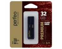Флэш диск 32 GB USB USB 3.0/3.1 Perfeo C15 Black High Speed , с колпачком
