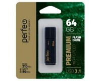 Флэш диск 64 GB USB USB 3.0/3.1 Perfeo C15 Black High Speed , с колпачком