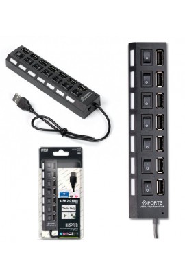 Концентратор USB (HUB) SmartBuy SBHA-7207-B USB 2.0, 7 портов, с выключателями, блистер, черный