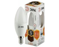 Лампа светодиодная Эра B35 5Вт 170-265В E14 2700K свеча, пластик/металл, светоотдача 80 Лм/Вт, аналог 40 Вт