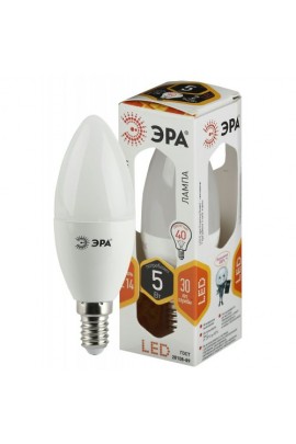 Лампа светодиодная Эра B35 5Вт 170-265В E14 2700K свеча, пластик/металл, светоотдача 80 Лм/Вт, аналог 40 Вт