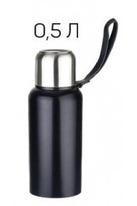 Термос Perfeo PF-C3704 500 мл., для напитков с глухой пробкой, ситечком, ремешком, черный