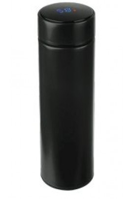 Термос Perfeo PF-C3719 450 мл., для напитков с термометром и ситечком, черный